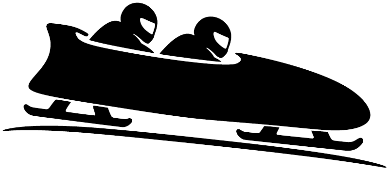Black bobsled crew vinyl decal with two riders