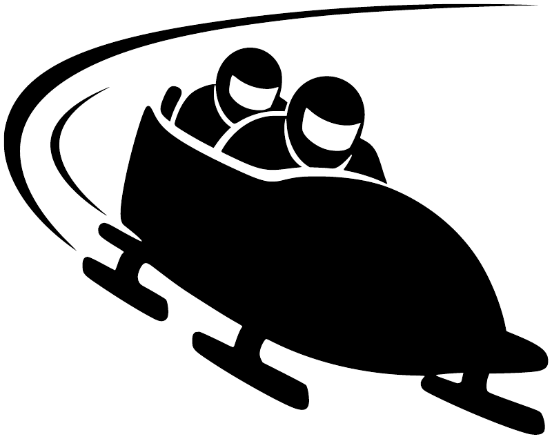 Black bobsled banked-turn vinyl decal silhouette