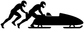 Black bobsled start pair vinyl decal: two athletes pushing a bobsled sled