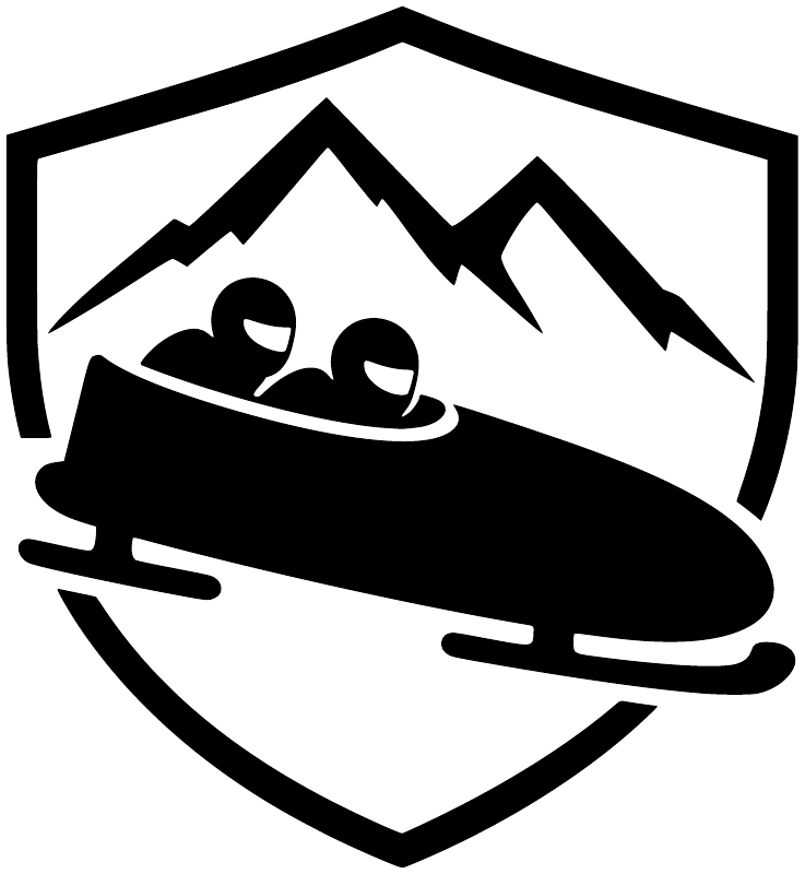 Vinyl decal mountain crest logo, black shield design on white background