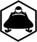 Bobsled crest vinyl decal, black icon in thick hex border on white