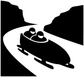 Bobsled ice vinyl decal, black bobsled and crew silhouette on light background