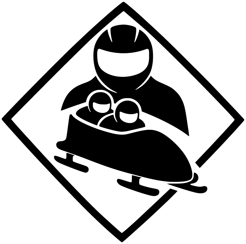 Bobsled helmet badge vinyl decal in a black-and-white diamond