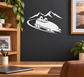 Black and white bobsled ridge crossing vinyl wall decal with two riders