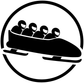 Bobsled team circle vinyl decal logo, black sled and figures in white circle