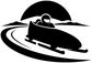 Bobsled vinyl decal silhouette, black and white sled with driver