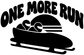 Vinyl decal with 'ONE MORE RUN' text and bobsled graphic, black design
