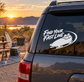 Vinyl car decal with “Find Your Fast Line” text and bobsled icon on rear window