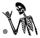 Vinyl mirrored skeleton shaka crest decal with skull, raised hand, and orbit rings