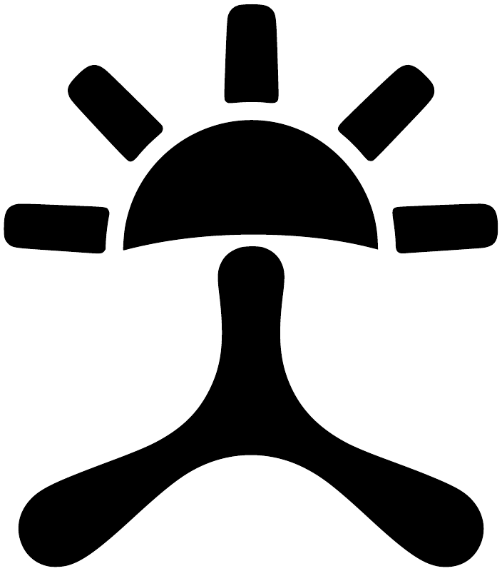 Black sunburst and crossbones vinyl decal symbol on white background
