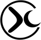 Black crescent orbit vinyl decal with boomerang mark, close-up