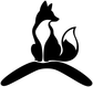 Black fox silhouette vinyl decal with curved boomerang base