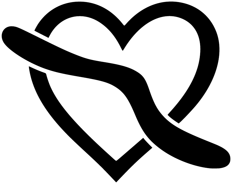 Boomerang heart vinyl decal, bold black on white