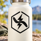 Lightning badge vinyl decal: black hex border with boomerang lightning icon