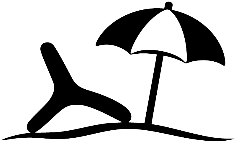 Black beach day vinyl decal featuring umbrella, starfish, and sand