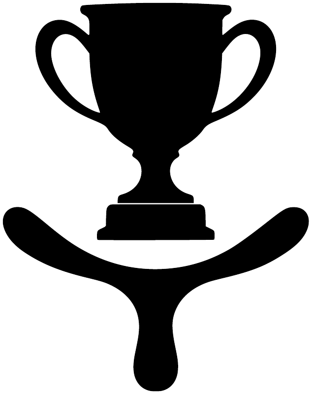 Black trophy crest vinyl decal silhouette with handles and curved arms