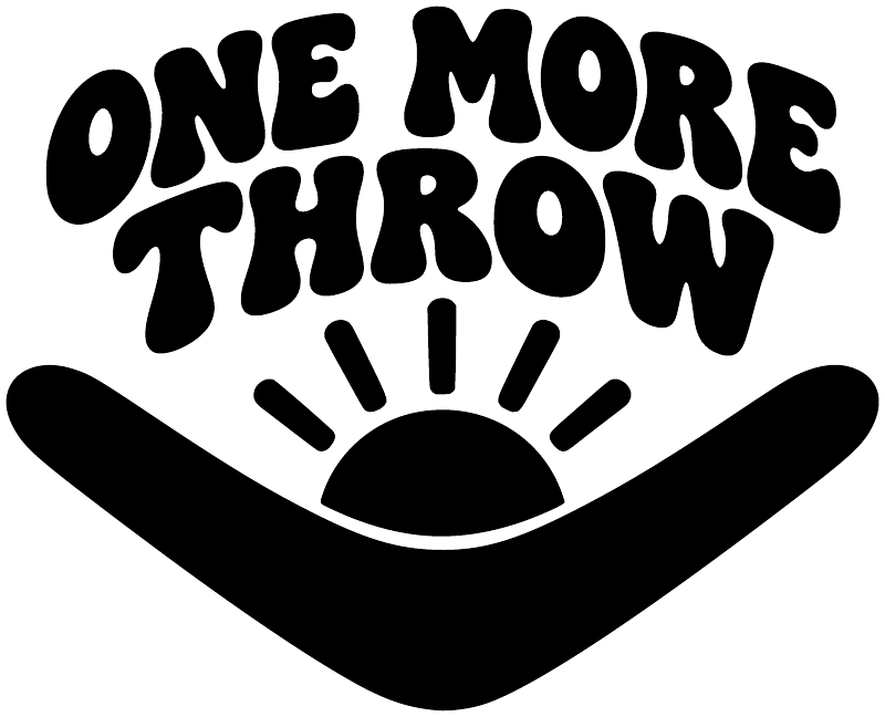 Vinyl wall decal close-up: "One More Throw" text with wave icon in black