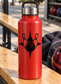 Red water bottle with black bowling star vinyl decal featuring a bowling ball icon