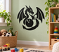 Bowling dragon vinyl decal: black winged dragon with bowling ball