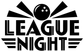 League Night vinyl decal close-up: black bowling ball icon over "LEAGUE NIGHT"