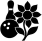 Sunflower crest vinyl decal with bowling pin and bowling ball icon