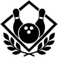 Bowling laurel diamond vinyl decal logo, black and white bowling ball and pins