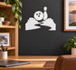 Bowling alley vinyl decal with bowling pin and bowling ball silhouette, white design