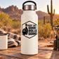 Vinyl decal on a white bottle: bowling pin and ball with text “Keep the Good Rolls Going”