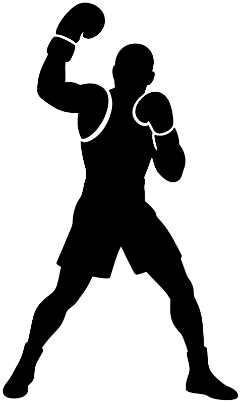Boxing glove vinyl wall decal featuring a black silhouette of two boxers