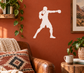 Boxer reach vinyl wall decal, white silhouette with glove and extended arm