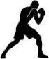 Boxing vinyl decal: black boxer silhouette in low-guard shift pose