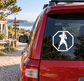 Boxing shadow vinyl decal on car window, octagon with white boxer silhouette throwing punches.