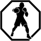 Boxing shadow vinyl decal, octagon border with black boxer silhouette holding boxing gloves.