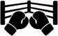 Black boxing gloves vinyl decal with fence and corner emblem, cutout silhouette