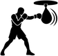 Boxing speed bag arc vinyl decal, black boxer silhouette hitting speed bag with arc lines