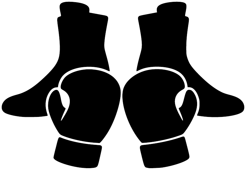 Black boxing boots and gloves vinyl decal with white outline