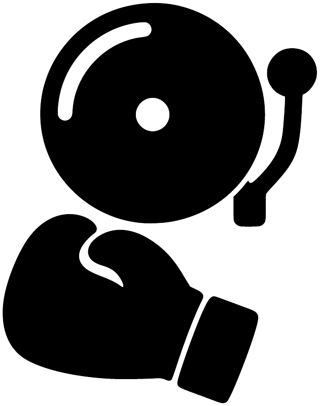 Black boxing bell and boxer vinyl decal icon on white