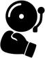 Black boxing bell and boxer vinyl decal icon on white