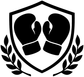 Black and white boxing shield vinyl decal with gloves and laurel leaves