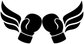 Winged boxing gloves vinyl decal with black silhouettes and white highlights