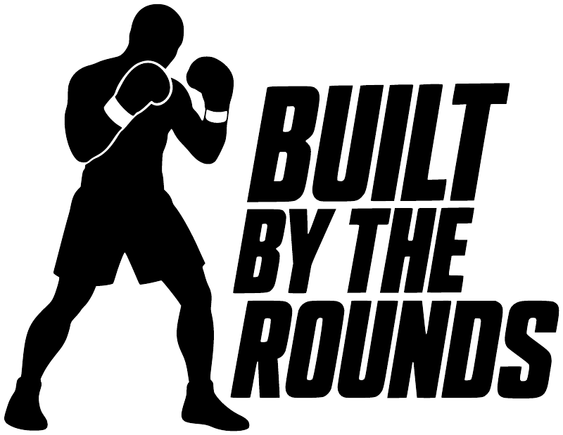 Black boxing decal sticker: fighter silhouette and Built by the Rounds text
