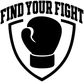 Boxing vinyl decal close-up with curved 'FIND YOUR FIGHT' text and trophy shield