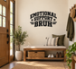 Emotional support bruh vinyl decal with black bold text on wall