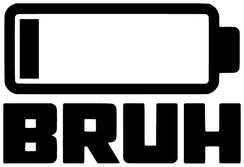 Black BRUH battery vinyl decal graphic on white background