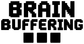 Close-up Brain Buffering vinyl decal with pixel black text and blocks