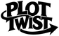 Vinyl decal close-up with bold black 'PLOT TWIST' lettering and right arrow