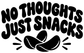 Vinyl wall decal close-up: "No Thoughts Just Snacks" text with snack icon