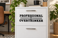 Professional Overthinker vinyl decal with thumbs-up icon in bold black lettering.