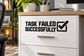 Vinyl decal: 'TASK FAILED SUCCESSFULLY' with checkmark, BruhCX025