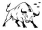 Black charging bull outline decal graphic on white background